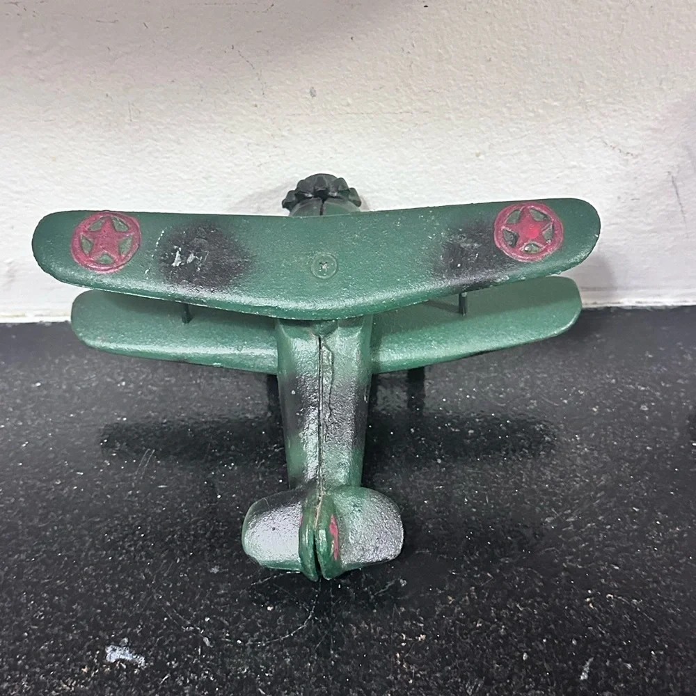 Vintage Toy Army Airplane Bomber Propellers Heavy Cast Metal - Picture 2 of 4